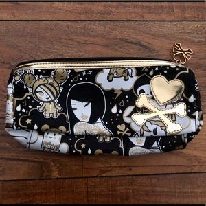 ✦Tokidoki Gold Makeup Cosmetic Zip Case Bag ✦